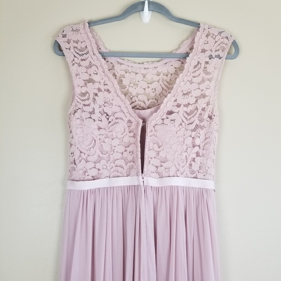 David's Bridal Long Bridesmaid Dress with Lace - Picture 6 of 8